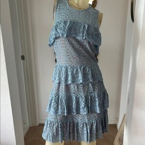 Michael Kors Blue Lace Tiered Dress